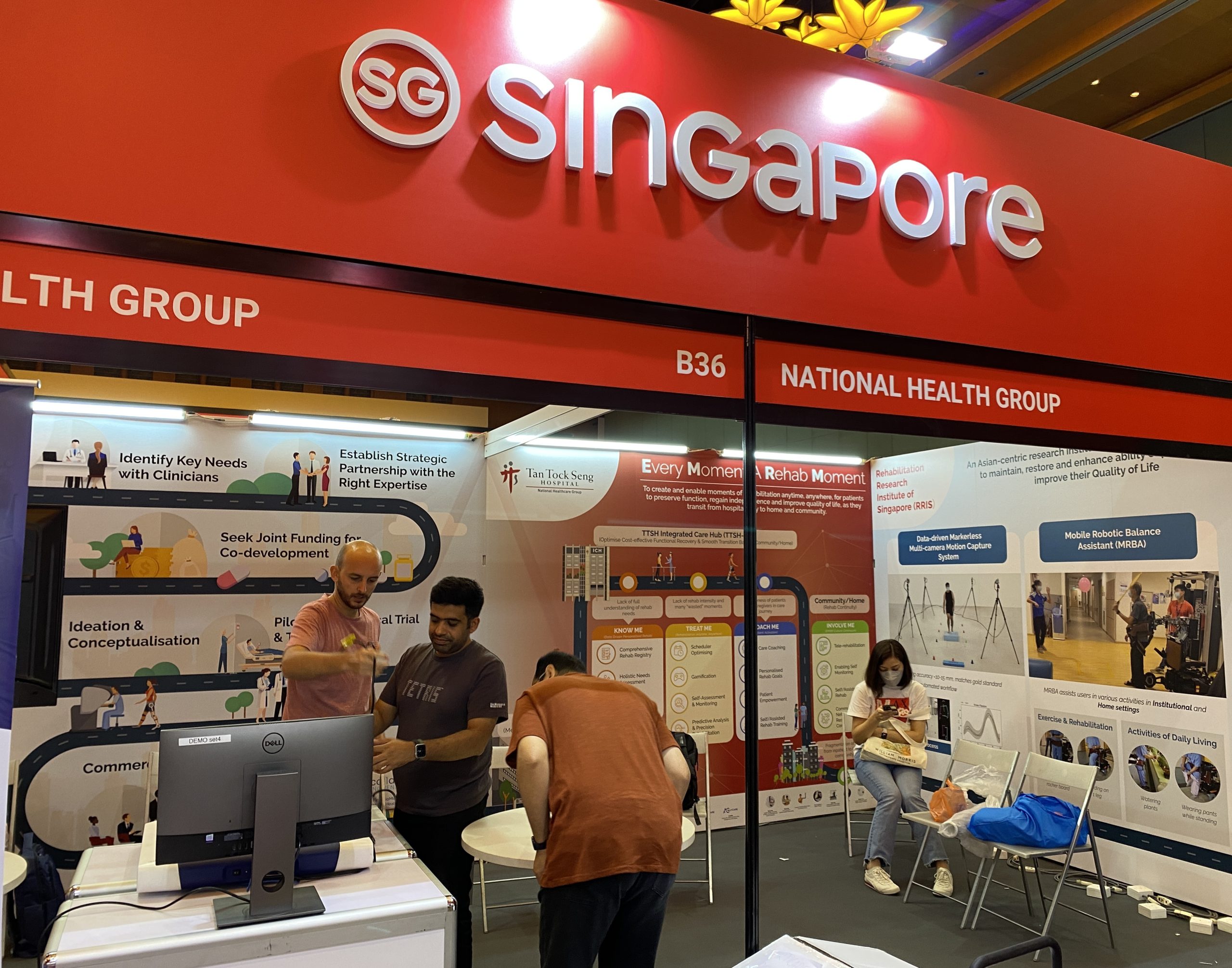 Exhibition setup for NHG Rehab Week at Resorts World Ballroom, Singapore.
