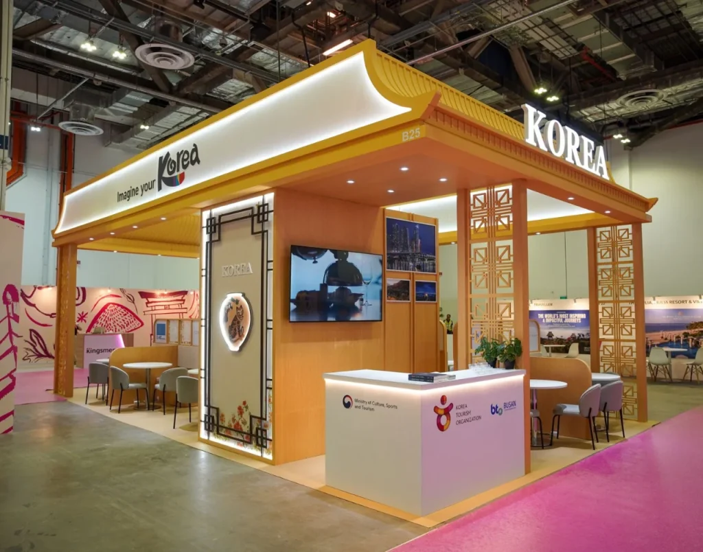 KTO pavilion-style exhibition stand at ILTM Asia Pacific.