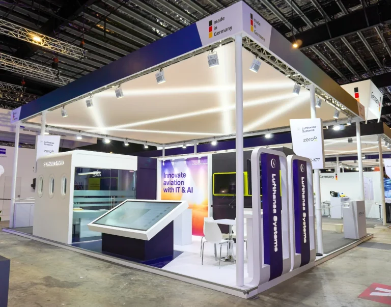 Lufthansa exhibition stand at Singapore Airshow 2026.